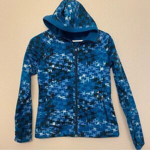 Columbia Titanium blue print fleece lined soft shell reversible women jacket XS